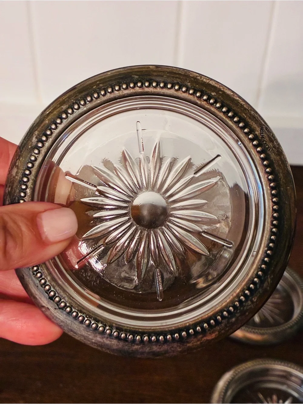 Vintage W&S Blackinton Silver Plate & Crystal Starburst Coasters - Set of 6